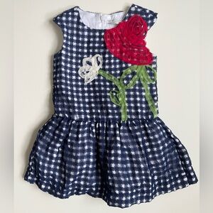 Mayoral Girl’s Navy & White Dress with Red & White Flowers